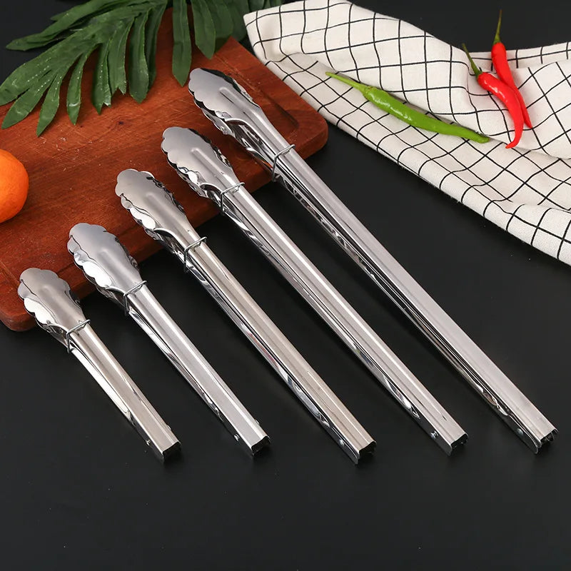 Axyaa Stainless Steel Food Tongs - Kitchen Buffet Clamp and Salad Steak BBQ Tool