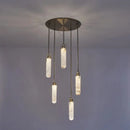 Axyaa Brass Alabaster Multi-Light Pendant Chandelier for Living Room Loft Staircase
