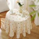 Axya Cotton Embroidered Tablecloth - Circular Light Luxury Dining Table Cover