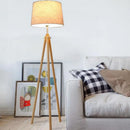 Axyaa Solid Wood Tripod Fabric LED Floor Lamp - Modern Rustic Style Home Decor