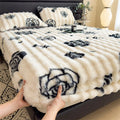 Axyaa Thickened Rabbit Plush Mattress Cover - Winter Warm Single Piece Protector