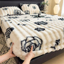 Axyaa Thickened Rabbit Plush Mattress Cover - Winter Warm Single Piece Protector