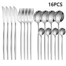 Axyaa 16-Piece Stainless Steel Tableware Set for Home, Hotel, and Restaurant