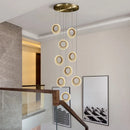 Axyaa Modern Crystal LED Chandelier - Round Gold Kitchen and Staircase Lighting Fixture