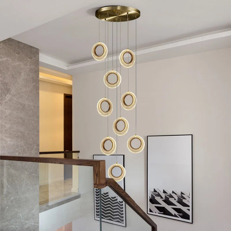 Axyaa Crystal Rings LED Chandelier: Modern Gold Kitchen Lighting Fixtures