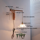Axyaa Vintage LED Wall Lamp Amber Glass Wood Wabi Sabi Arandela