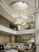 Axyaa Modern Mesh Chandelier: Luxury Crystal Design for Hotel Staircase, Restaurant, Villa