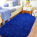 Axyaa Fluffy Plush Tie Dye Gray Oval Carpet - Bedroom & Living Room Home Decoration Rug