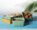Axyaa Celadon Bamboo Wood Partition Fruit Snack Tray - Living Room Candy Nut Melon Seeds