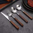 Axyaa Walnut Handle Stainless Steel Tableware Set
