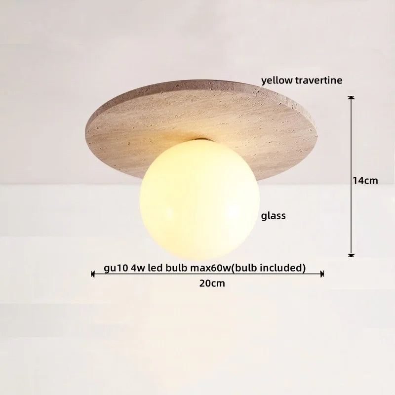 Axyaa Acryl Travertine LED Ceiling Light - Natural Stone Modern Ceiling Lamp
