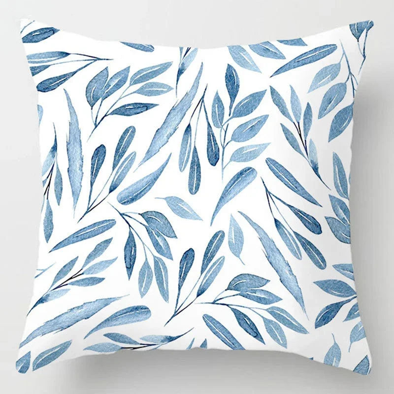Axyaa Blue Geometric Marble Stripe Line Pillowcases - Set of 2