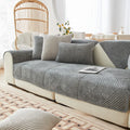 Axyaa Plush Sofa Cover Soft Solid Color Seat Cushion Home Decor
