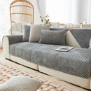 Axyaa Plush Sofa Cover Soft Solid Color Seat Cushion Home Decor