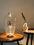 Axyaa Industrial Glass Desk Lamp - Touch Switch, Bedroom Table Light