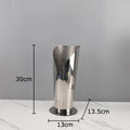 Axyaa Silver Metal Vase with Artificial Flowers for Desk Decor