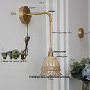 Axyaa Amber Glass LED Wall Sconce Pull Chain Switch Nordic Modern Design