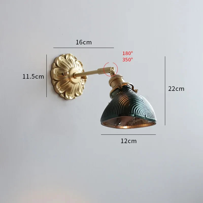 Axyaa Nordic LED Wall Sconce Copper Ceramic Lamp for Living Room & Bathroom