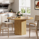 Axyaa 47-Inch Round Farmhouse Dining Table for 4-6 People, Industrial Kitchen Dinner Table