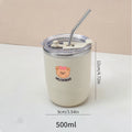 Axyaa Double Wall Insulated Steel Coffee Mug with Straw - Leak Proof Tumbler
