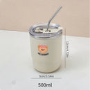 Axyaa Double Wall Insulated Steel Coffee Mug with Straw - Leak Proof Tumbler