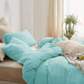 Axyaa 4-Piece Queen Size Dark Olive Green Duvet Cover Set