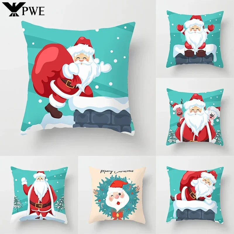 Axyaa Christmas Santa Claus Pillow Set - Festive Home Decor & Gift Option