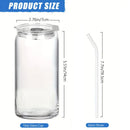 Axyaa 16oz Glass Tumblers with Lids & Straws - Set of 2