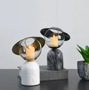 Axyaa Marble Circular Candlestick for Simple Natural Home Decor