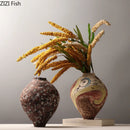 Axyaa Abstract Painted Ceramic Vase for Home Decor