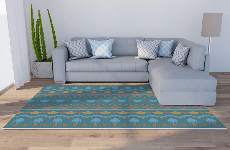 Axyaa Geometric Plaid Striped Print Carpet for Home Living Room and Bedroom Decor