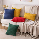 Axyaa Green Corduroy Throw Pillow Covers Set 20x20Inch for Couch Sofa Bed