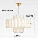 Axyaa White Glass Pendant Lamp Cream Series Iron Brass Gold Black Copper Silver