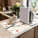 Axyaa Watercolor Twig Drying Mat - Quick Drain Pad for Kitchen and Bathroom