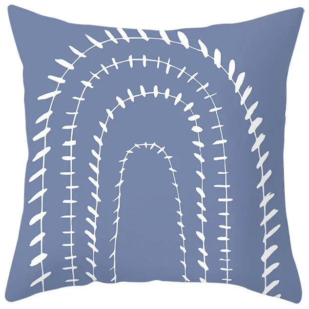 Axyaa Abstract Geometric Pillowcase in Nordic Blue Purple - Peach Skin Fabric