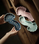 Axyaa Zen Ceramic Tea Tray: Ancient Style Pastry & Fruit Tray for Home Snacks
