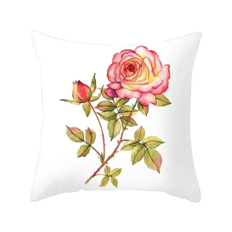 Axyaa Plant Flower Printed Pillow Case for Sofa & Home Decoration