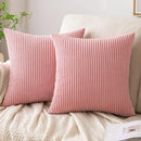Axyaa Corduroy Striped Throw Pillow Covers for Couch Sofa Bedroom 18x18 Inch