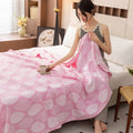 Axyaa Cotton Throw Blanket: Breathable Summer Comforter Quilt, Letter Leaf Design.