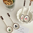 Ceramic Kawaii Spoon Set by Axyaa: Hand Painted Long Handle Soup & Dessert Spoons