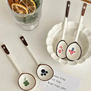 Axyaa Ceramic Kawaii Soup Spoon with Long Handle - Hand Painted Dessert Spoon
