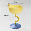 Axyaa Two Tone Glass Goblet Set - Elegant Stemware Champagne Coupes & Ice Cream Cups