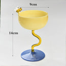 Axyaa Two Tone Glass Goblet Set - Elegant Stemware Champagne Coupes & Ice Cream Cups