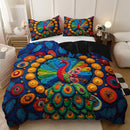 Axyaa Mexican Peacock Pattern Duvet Cover Set with 2 Pillowcases