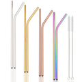 Axyaa Stainless Steel Straws Set for Drinks • Reusable and Colorful Kitchen Accessories