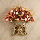 Axyaa Double Angel Vase Wall Hanging with Artificial Flowers for Home Decor