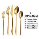 Axyaa 21-Piece Gold Stainless Steel Cutlery Set - Elegant Western Dinnerware