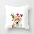 Cute Animals Print Decor Pillowcase by Axyaa - Pink Flower Theme