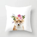 Cute Animals Print Decor Pillowcase by Axyaa - Pink Flower Theme