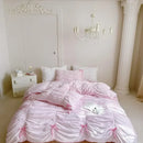 Axyaa White Pleated Duvet Cover Set, Microfiber Bedding with Pillowcases